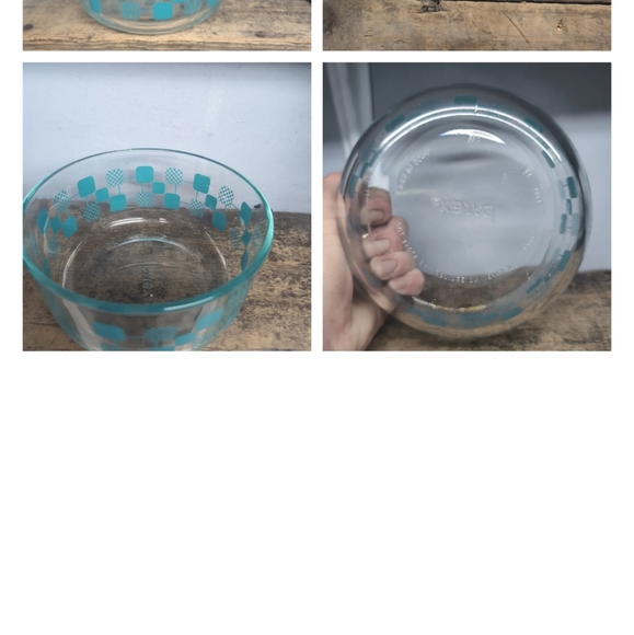 Vintage Pyrex Turquoise Square Pattern Bowl - Picture 7 of 7
